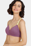 Zivame Happy Basics Padded Non-Wired 3/4th Coverage T-Shirt Bra - Purple Passion — thumbnail 3